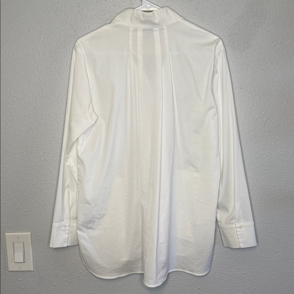 Lafayette 148 Women's White Cotton Stretch Button Front Shirt Size Medium - Picture 8 of 8